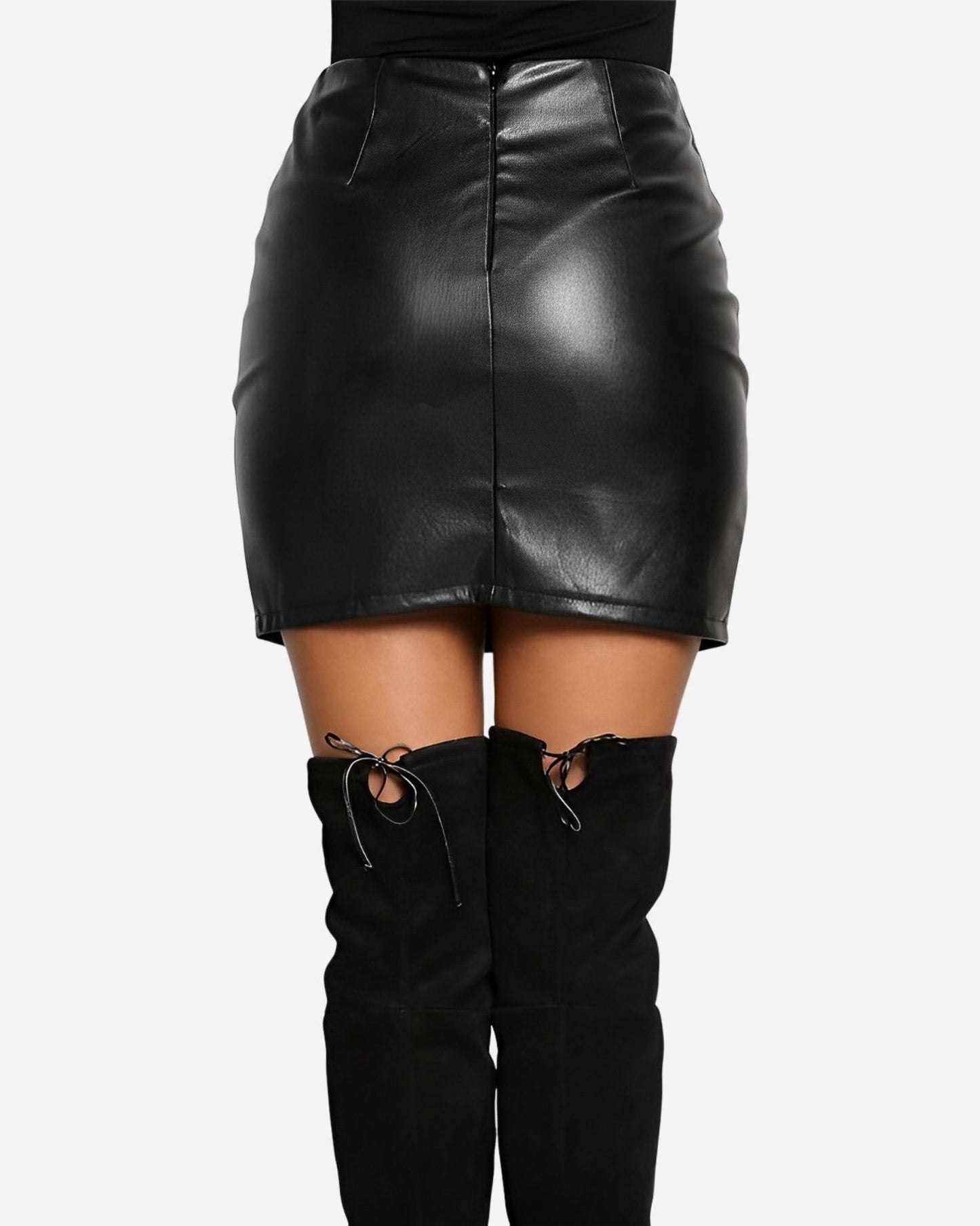 0 Slit Vegan Leather skirt