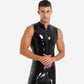 0 Sleeveless PVC Bodysuit Jumpsuit - Plus Size