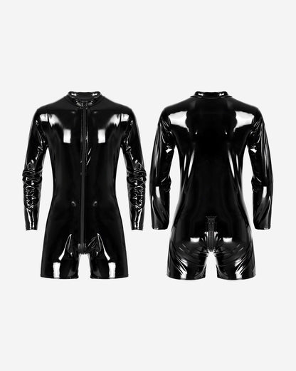 0 PVC Jumpsuit with Long Sleeves