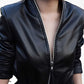 0 Vegan Leather Jumpsuit with Long Sleeve - Plus Size