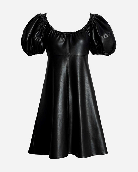 0 Vegan Leather dress with lantern sleeve - Plus Size