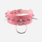 0 O-Round Vegan Leather Spiked Choker