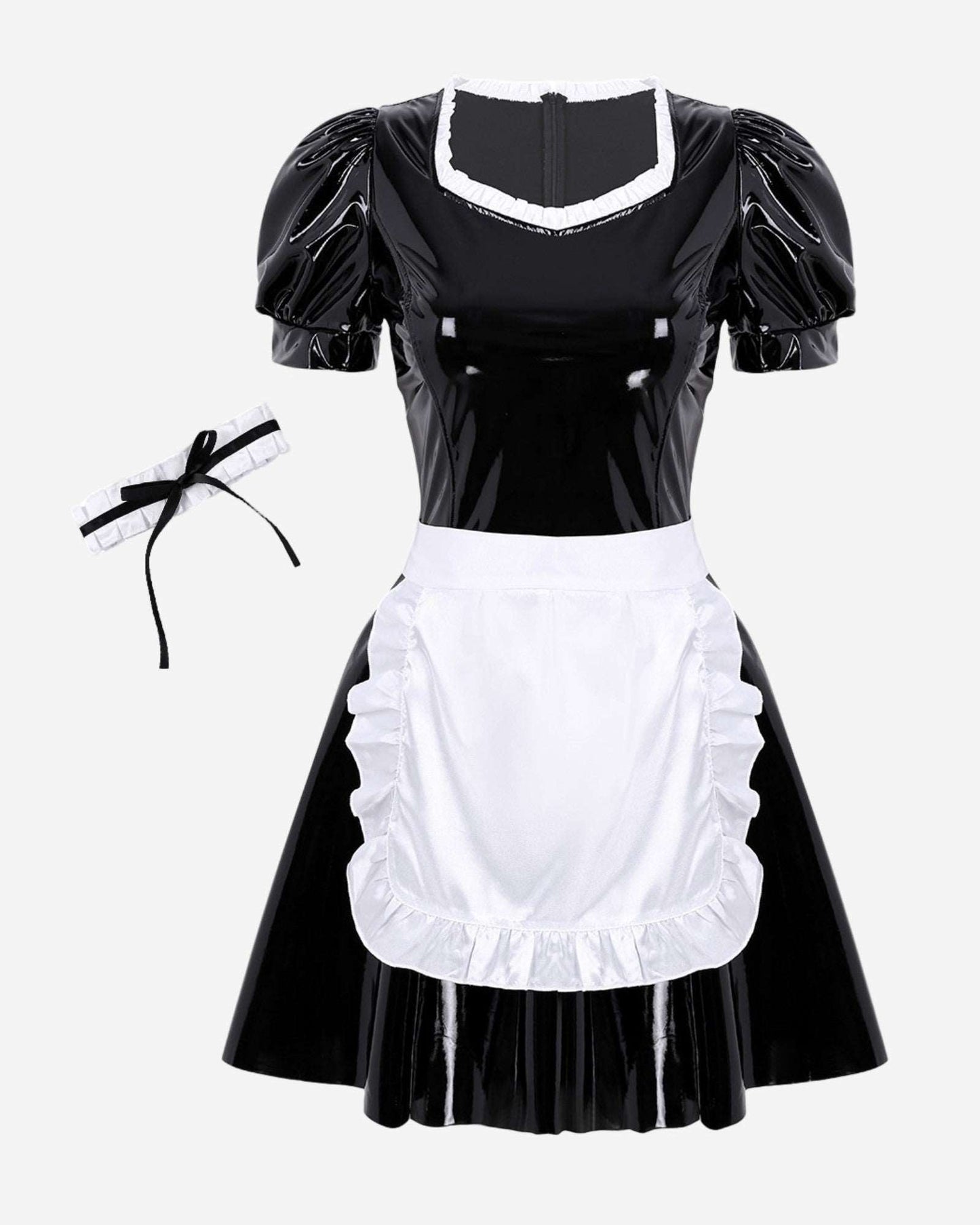 0 PVC Maid Dress with Puff Sleeve