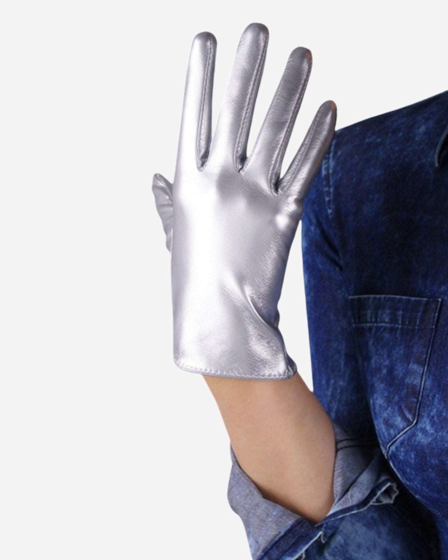 0 Ultra Shiny Women Genuine Leather Gloves