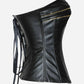0 Vegan Leather Corset - Zip Front - Lace up Back - Plus Size