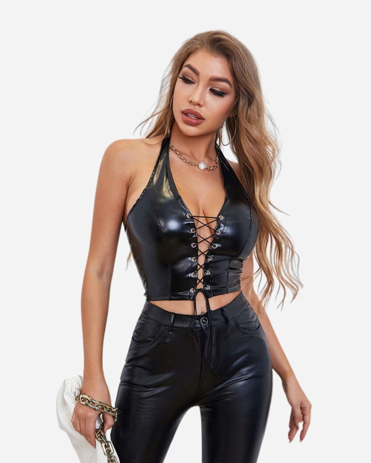Leather Clothes Vegan Leather Crop Top