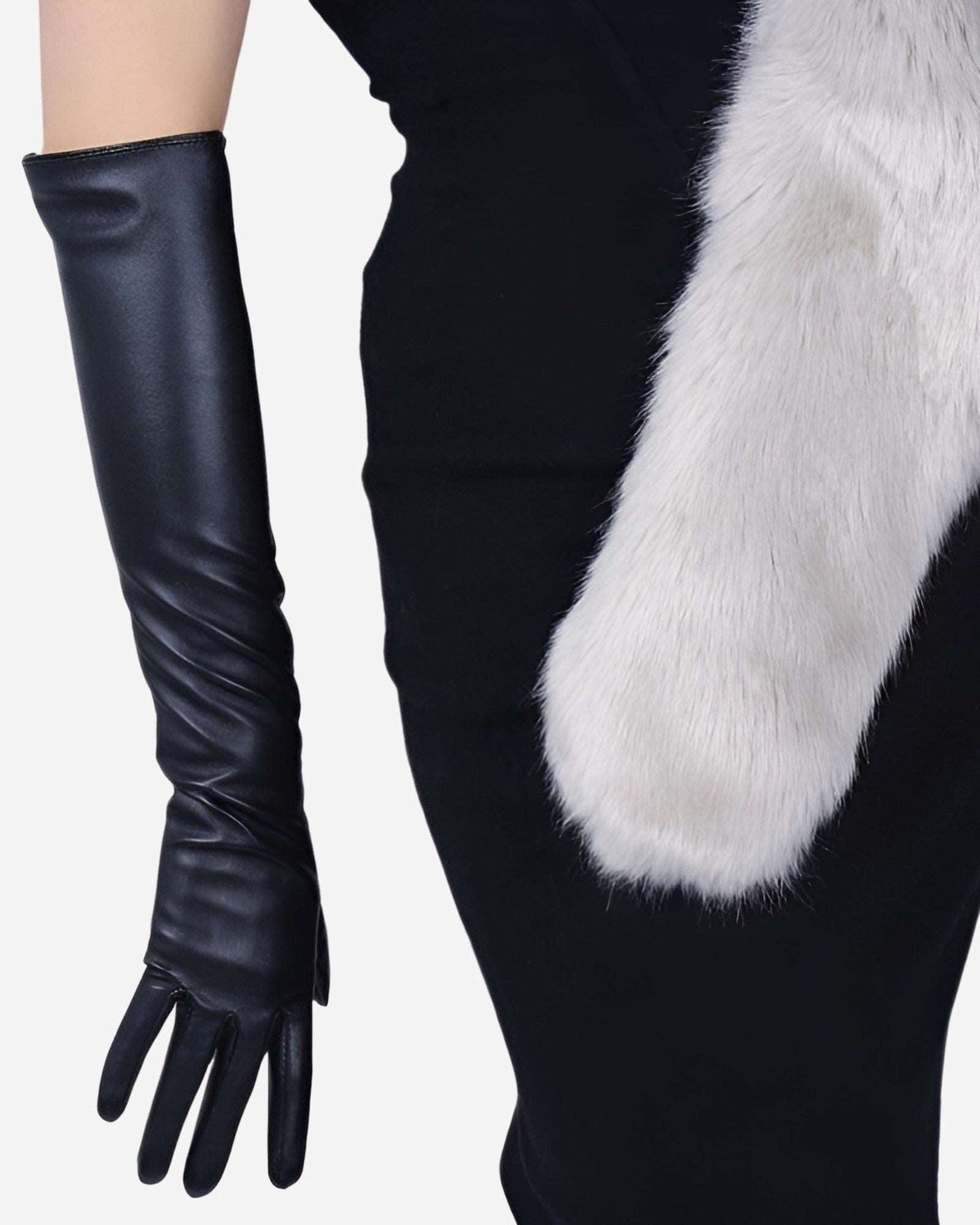 Leather Gloves Sensual Long Genuine Leather Gloves