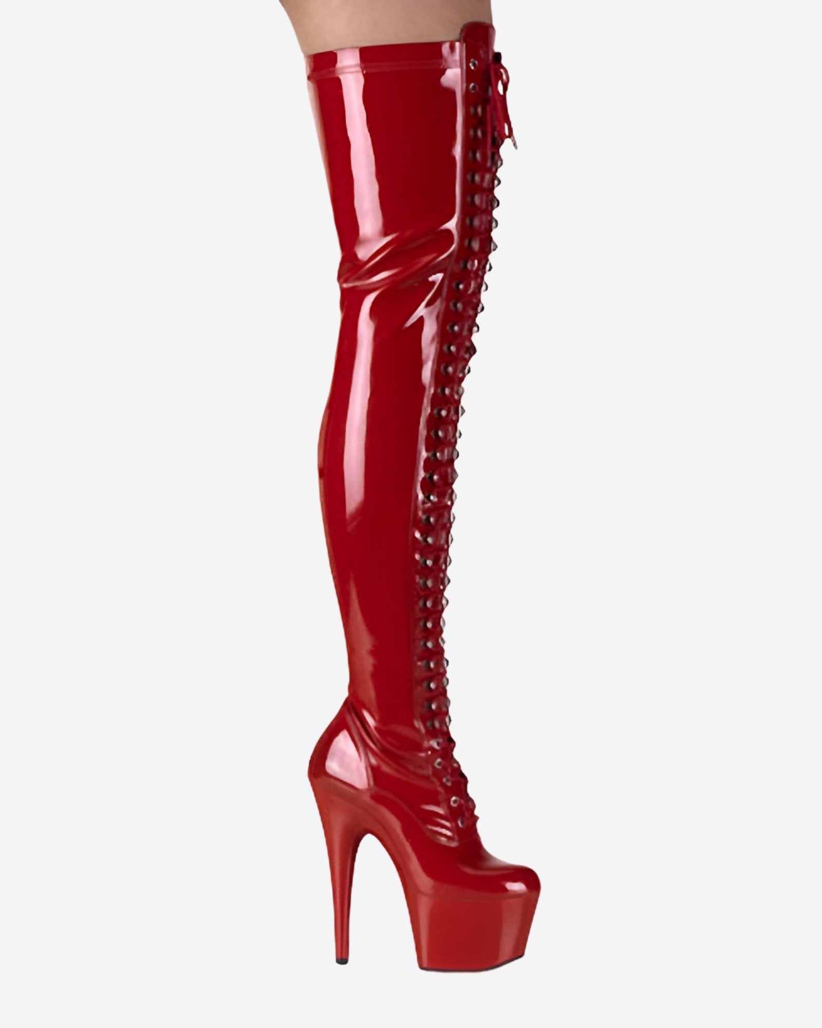 Shoes Red PVC Domina Over The Knee High heels Boots