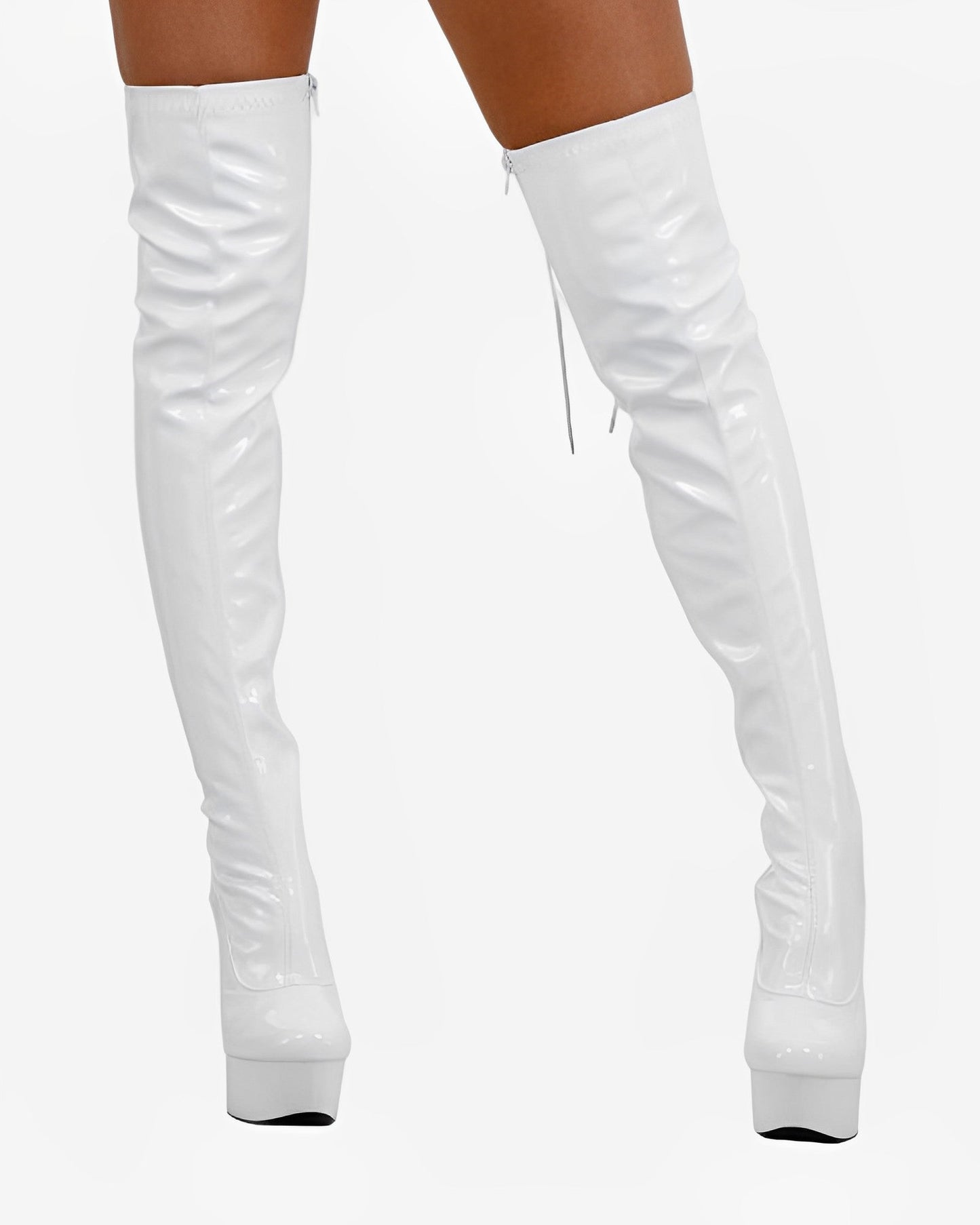 Shoes White PVC Domina Over The Knee High heels Boots