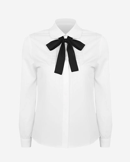 Teacher sexy Blouses with Removable Bowknot